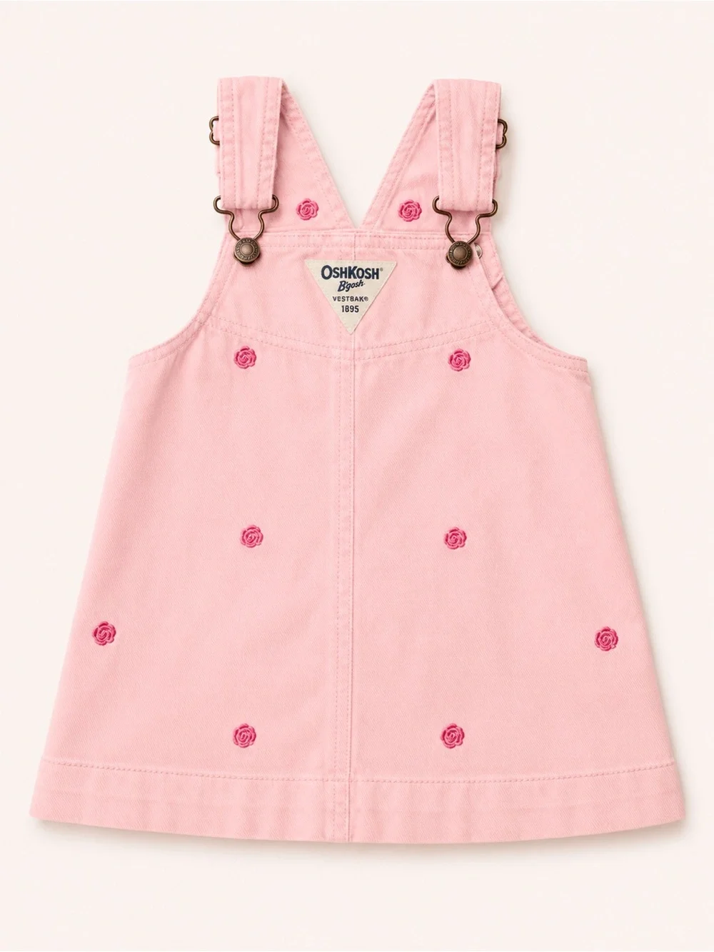 OshKosh B'gosh Light Pink Overall Dress with Rose Embroidery
